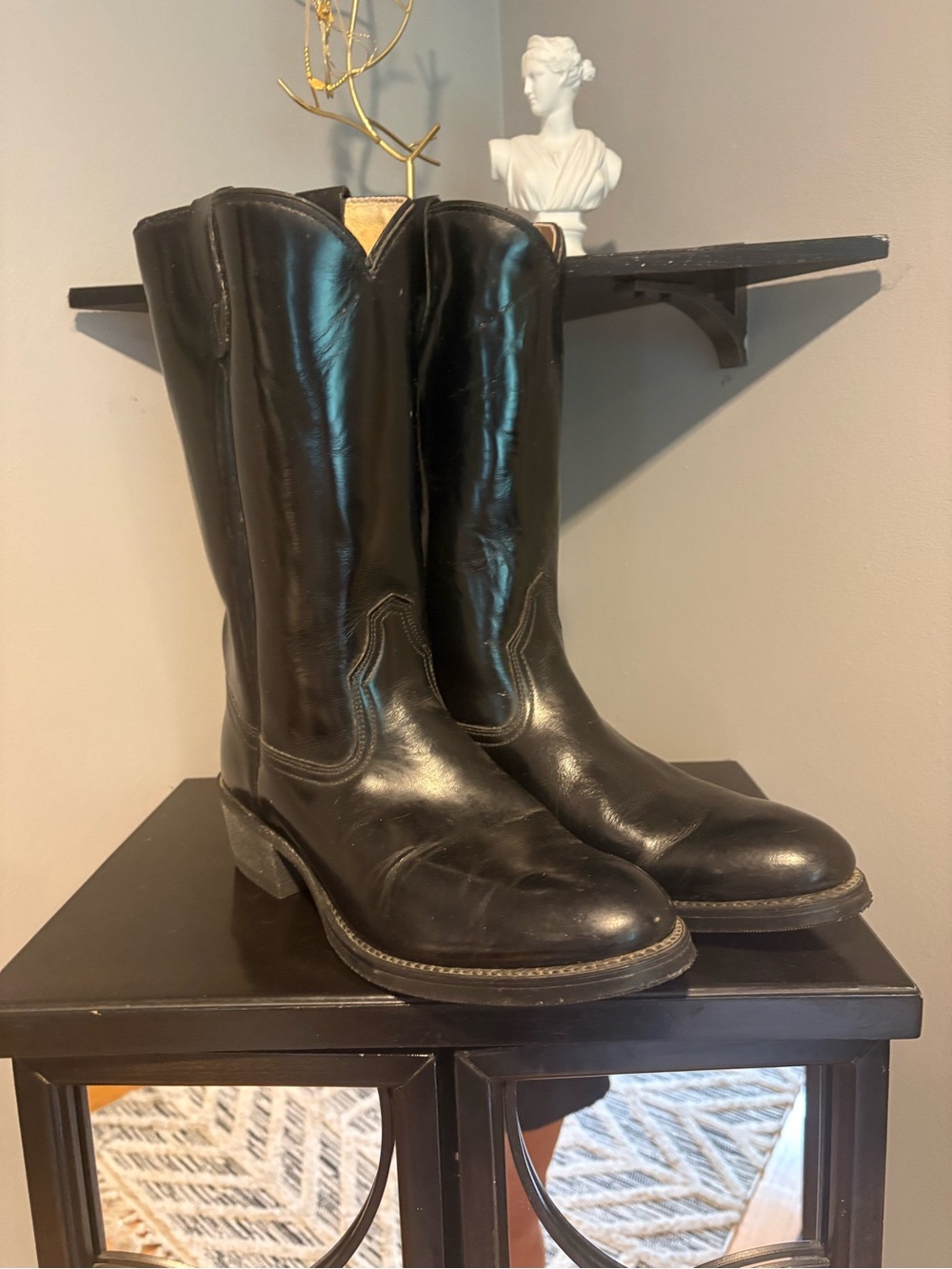Wolverine Black Leather Western Cowboy Boots